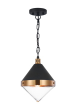 Matteo Lighting C72201AGCL - Sphericon Matte Black and Aged Gold Brass Pendant