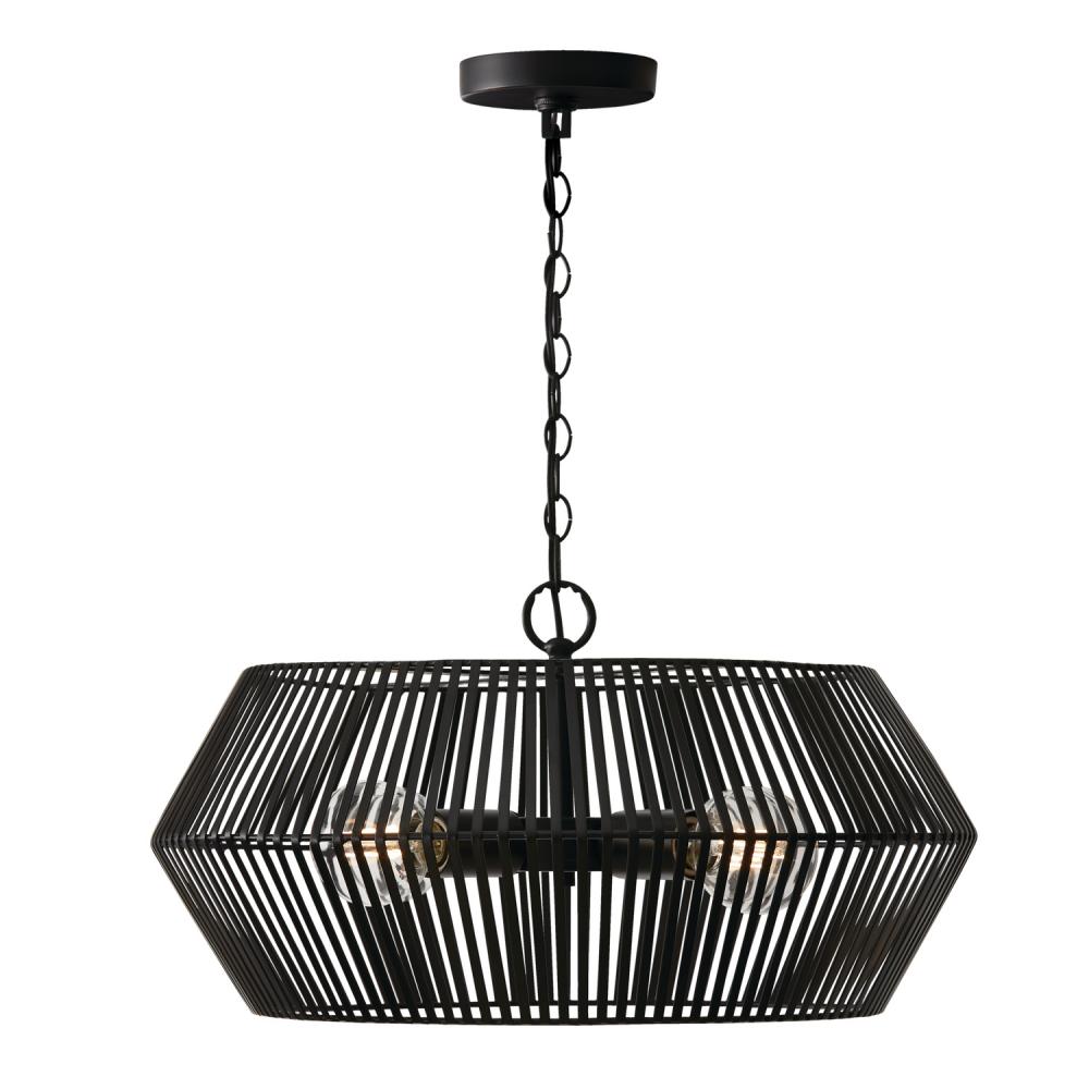 4-Light Angular Metal Pendant in Matte Black