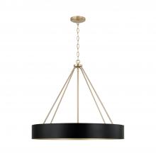  453041RK - 4-Light Modern Circular Metal Chandelier in Matte Black with Painted Matte Brass Interior