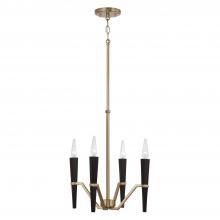  453841AB - 4-Light Chandelier in Aged Brass and Black