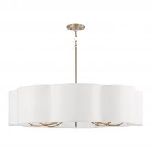  456481MA - 8-Light Chandelier in Matte Brass with White Fabric Shade