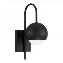 Capital Canada 651611BI - 1-Light Circular Globe Sconce in Black Iron with Soft White Glass