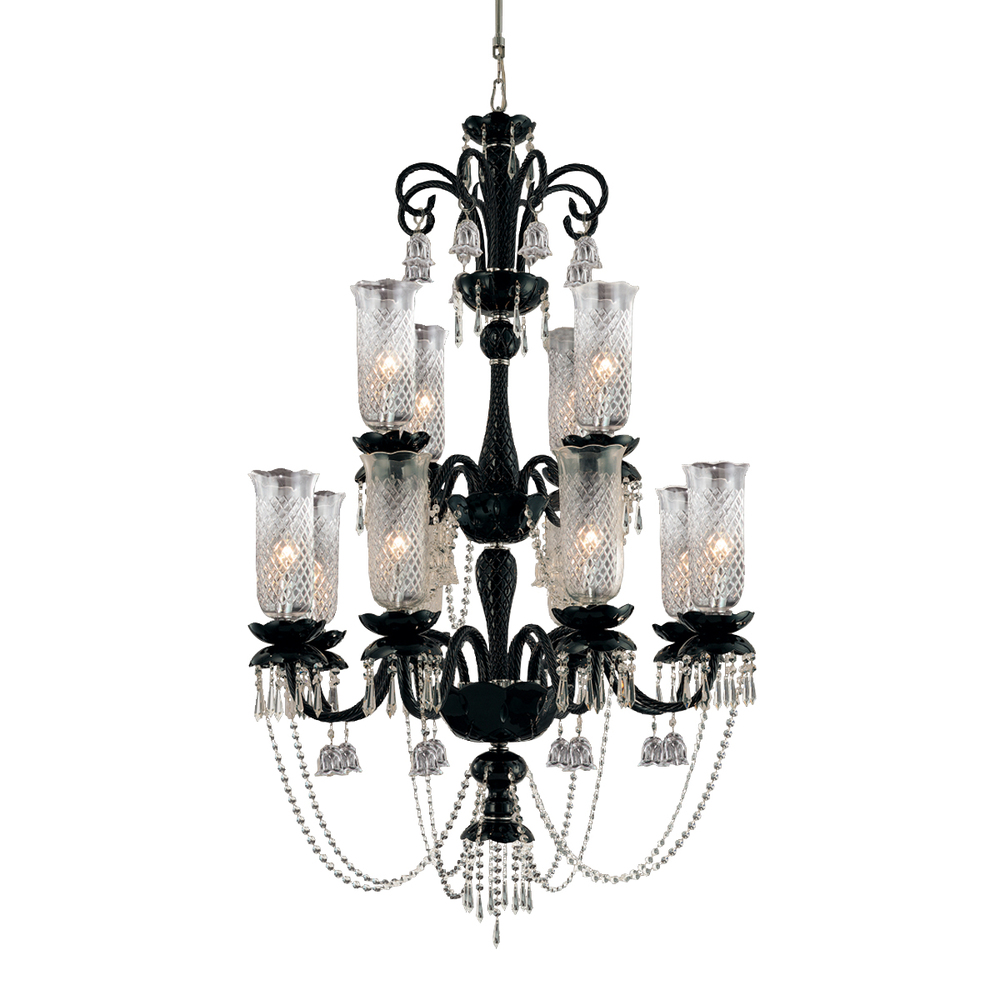 Mariah, 12Lt Chandelier, Black/Clear