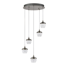  PF91-5LPA-BKS - ARIKA series 25 Watt Chrome Integrated LED 5-Light Pendant Pan