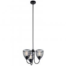  52268BK - Voclain 12.5" 3 Light Convertible Chandelier/Semi Flush Black