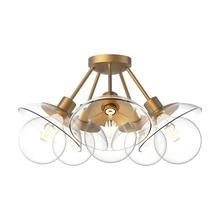  SF517220AGCL - Francesca 20-in Aged Gold/Clear Glass 5 Lights Semi Flush Mount