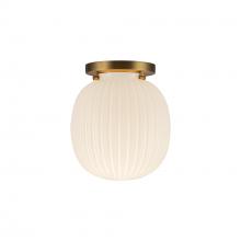  SF579107BGGR - Cherise 7-in Brushed Gold/Glossy Ribbed Opal Glass Socket Semi-Flush Mount