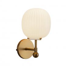  WV579107BGGR - Cherise 7-in Brushed Gold/Glossy Ribbed Opal Glass Socket Wall/Vanity Light