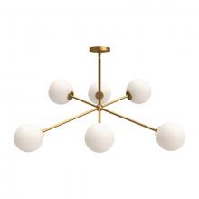  CH549640AGOP - Cassia 40-in Aged Gold/Opal Matte Glass 6 Lights Chandeliers