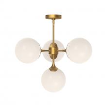  CH505426AGOP - Nouveau 26-in Aged Gold/Opal Matte Glass 4 Lights Chandeliers